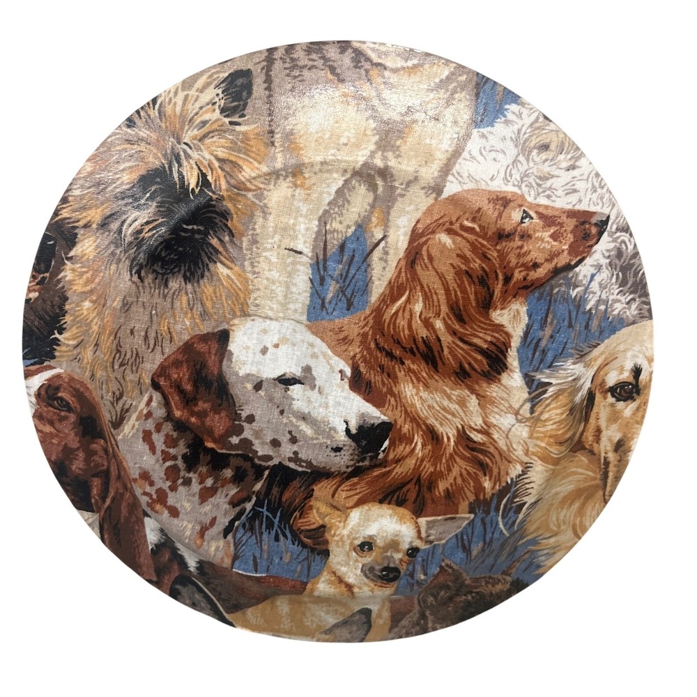 Round Tapestry Plate Fabric Dog Portrait Collection 10"